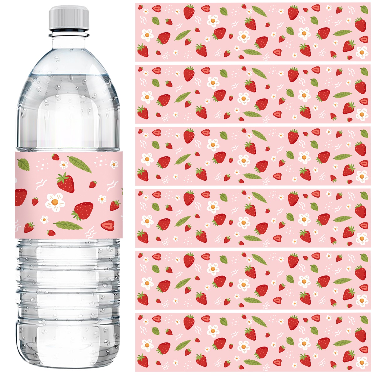 Science Of Happiness - 10 stuks aardbei waterfleslabels roze thema