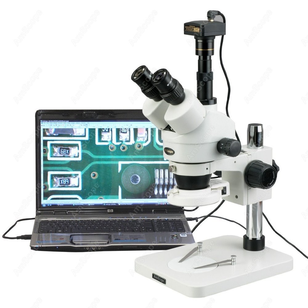 Amscope Microscope Stereo 7X-45X - AmScope Trinoculaire Zoom Stereomicroscoop 7X-45X +