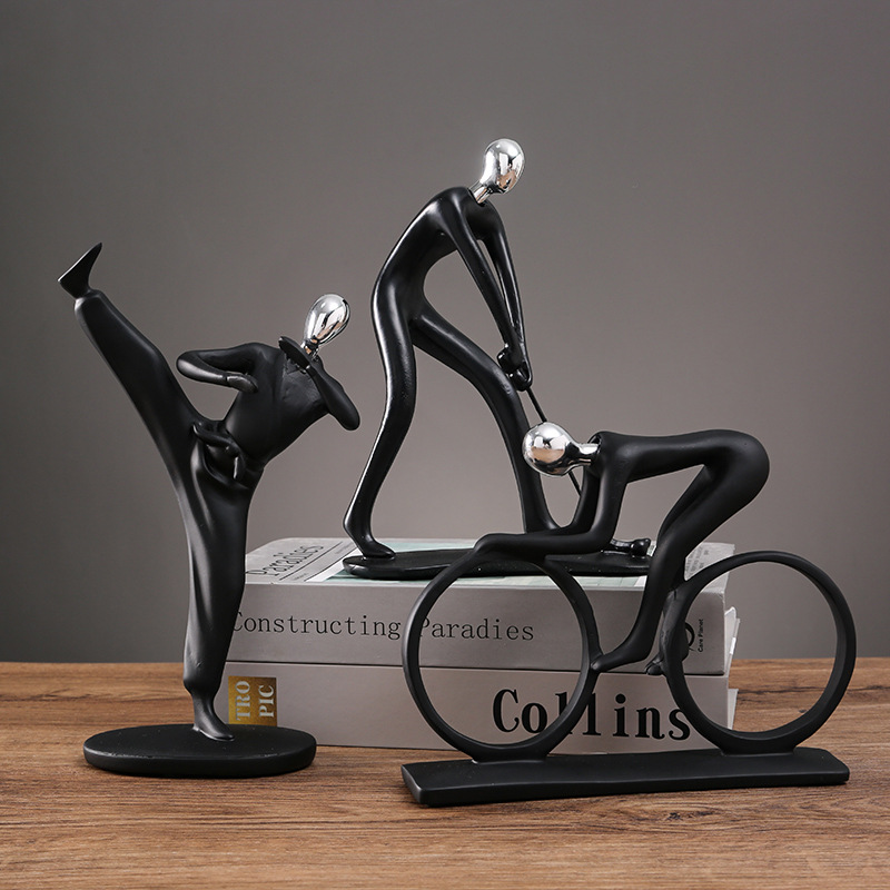 Newton Cradle Large - Zwarte moderne abstracte hars fietser fietser